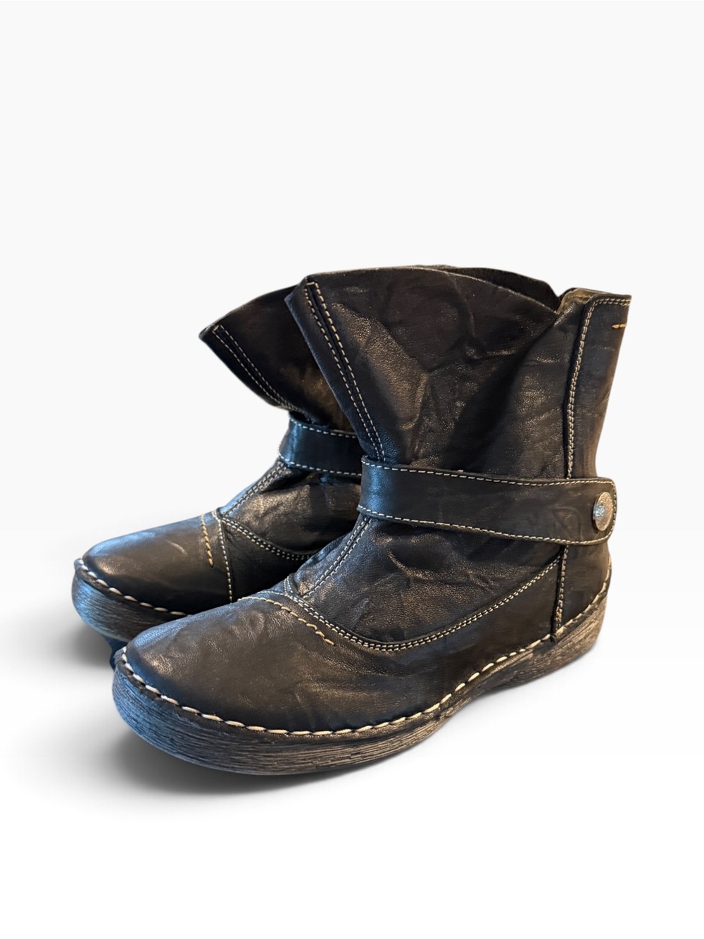 Bernie Mev Wella Black Leather ankle boots, slouchy boots booties NEW 90s inspir